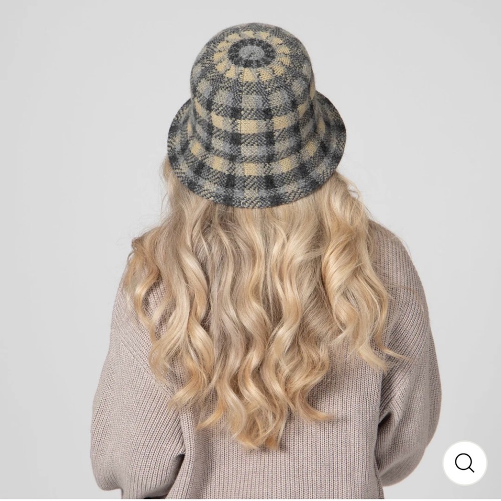 San Diego Hat Company Wool Bucket Hat Plaid Grey and Yellow - Picture 8 of 8